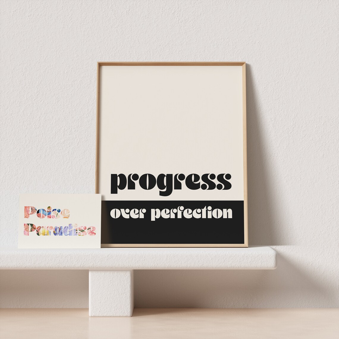 Progress Over Perfection Retro Typography Art Print - Image 4