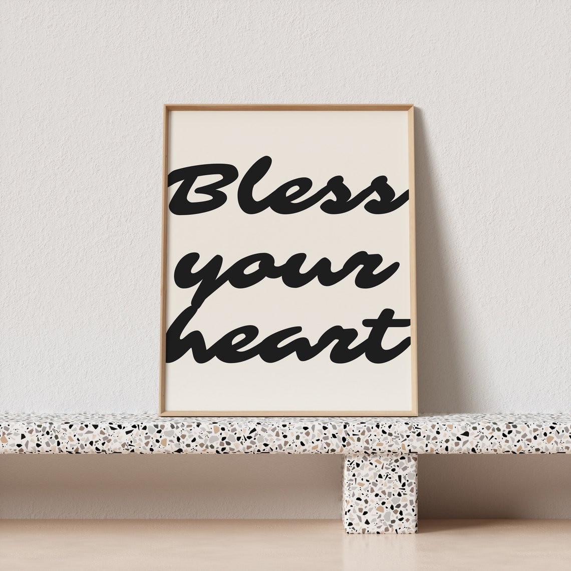 Bless Your Heart Script Typography Poster Cream Black Southern Saying - Image 3