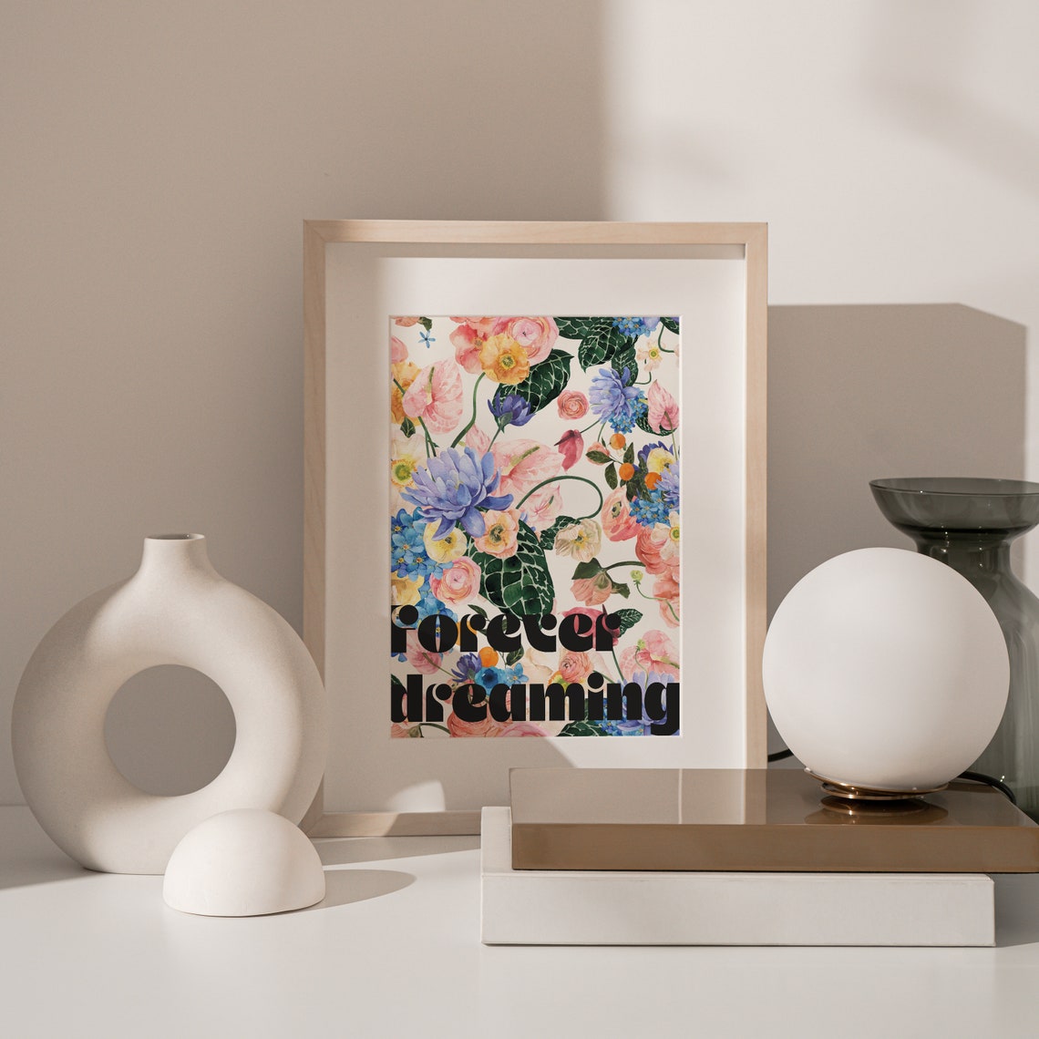 Forever Dreaming Retro Floral Watercolor Botanical Art Poster - Image 2