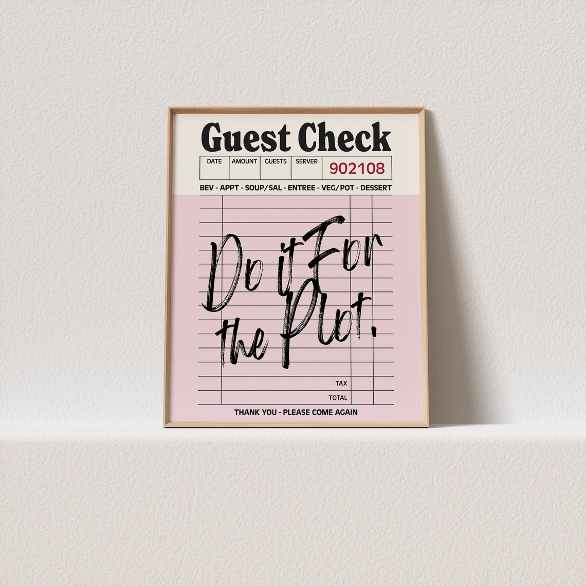Guest Check Do It For The Plot Retro Restaurant Receipt Poster