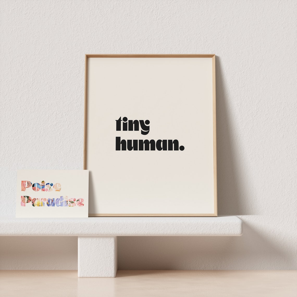 Tiny Human Quote Typography Poster Cream Black Bold Lettering Art - Image 4