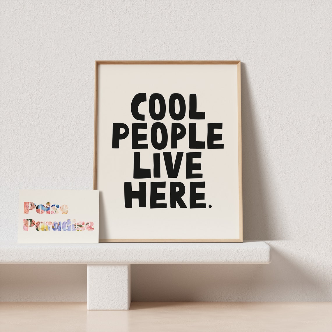 Cool People Live Here Bold Black Wonky Cream Typography Poster - Image 4