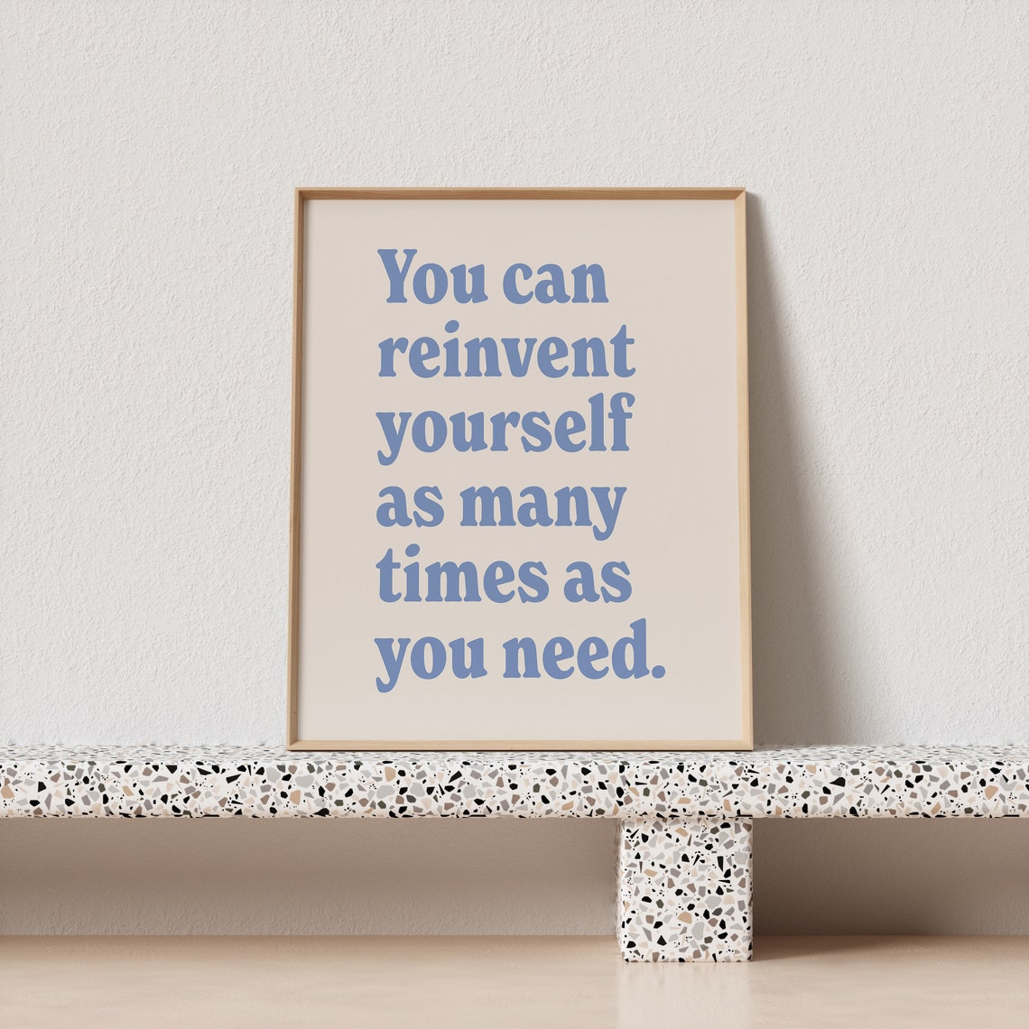 You Can Reinvent Yourself Blue Retro Serif Inspirational Poster - Image 4