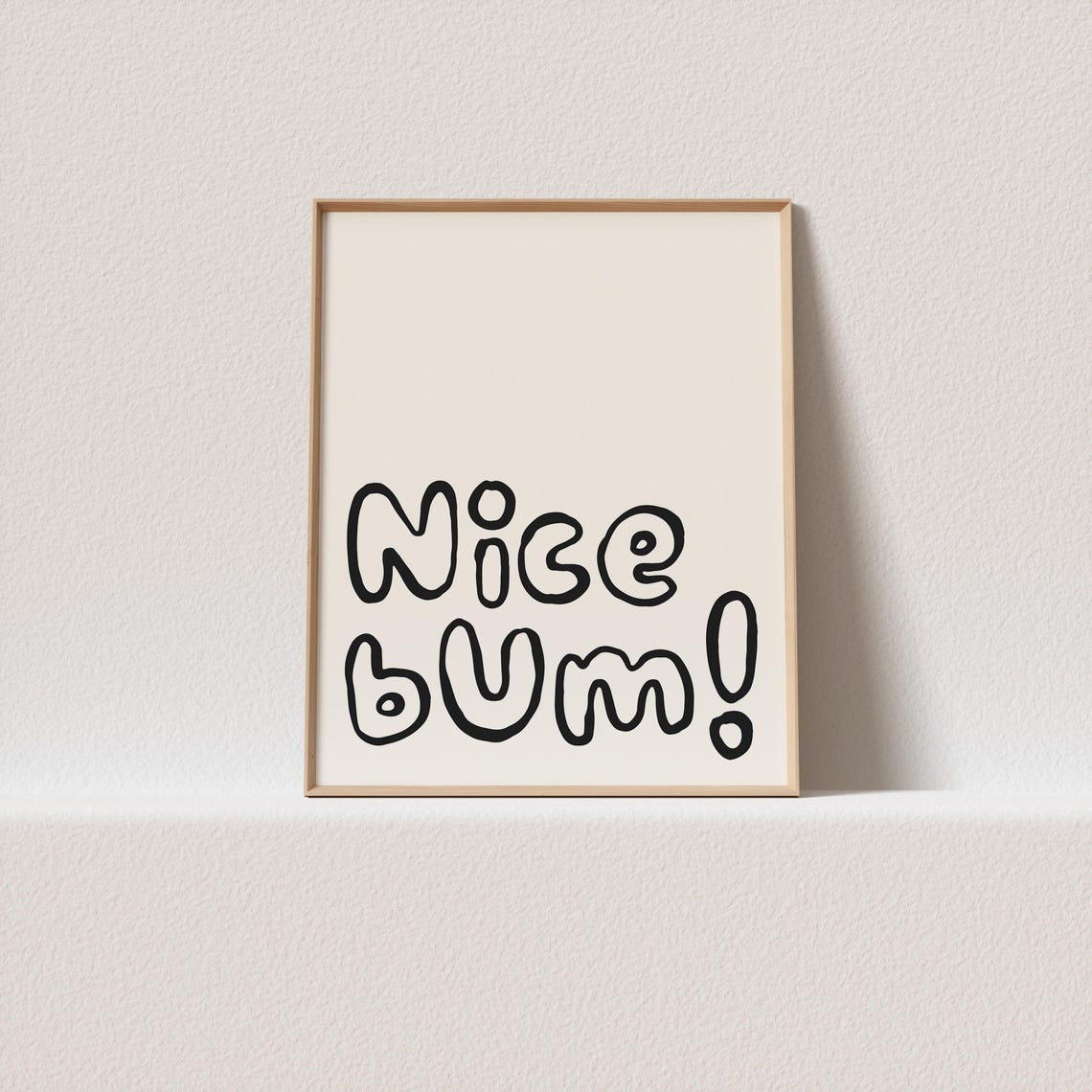 Nice Bum Bubble Letters Square Typography Art Print Cheeky Playful Fun