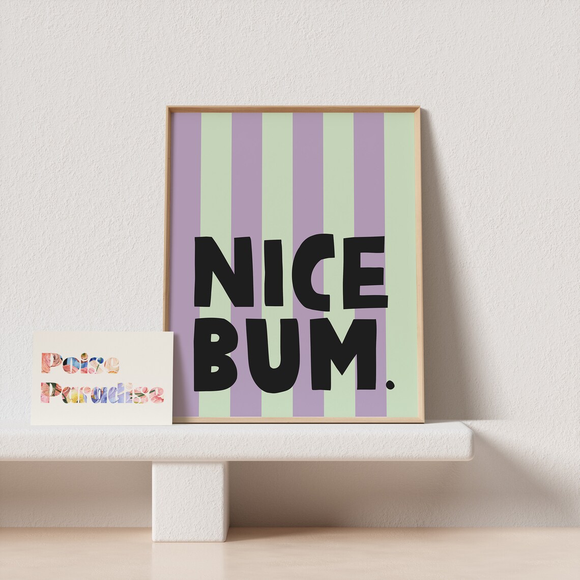 Nice Bum Funny Striped Poster in Lavender Mint for Bathroom Walls - Image 4