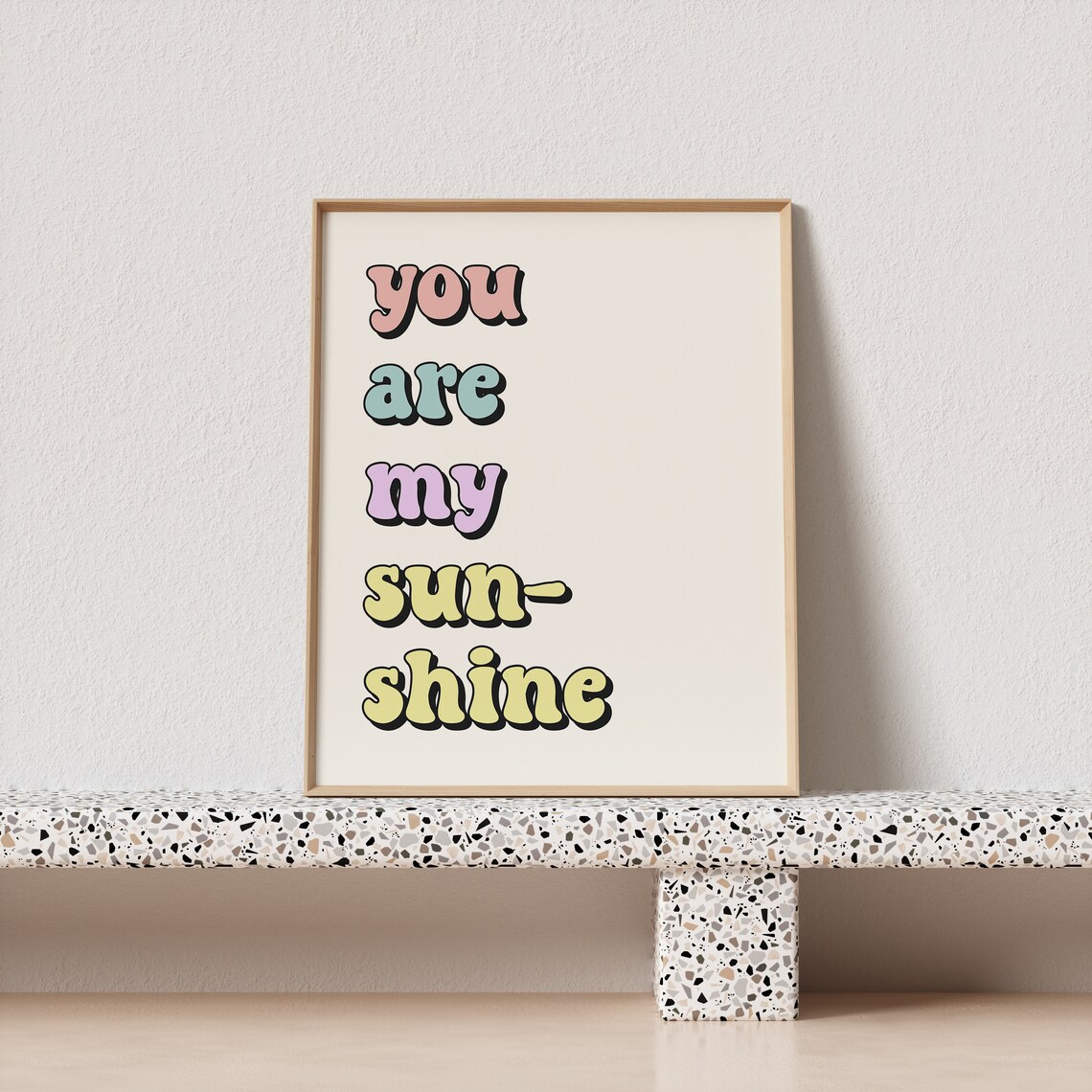 You Are My Sunshine Pastel Bubble Typography Poster Cream Colorful Art - Image 2