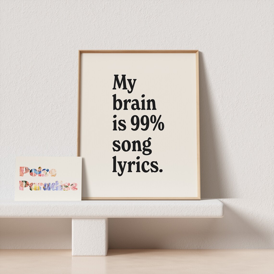 My Brain Is 99 Song Lyrics Retro Typography Art Print - Image 4