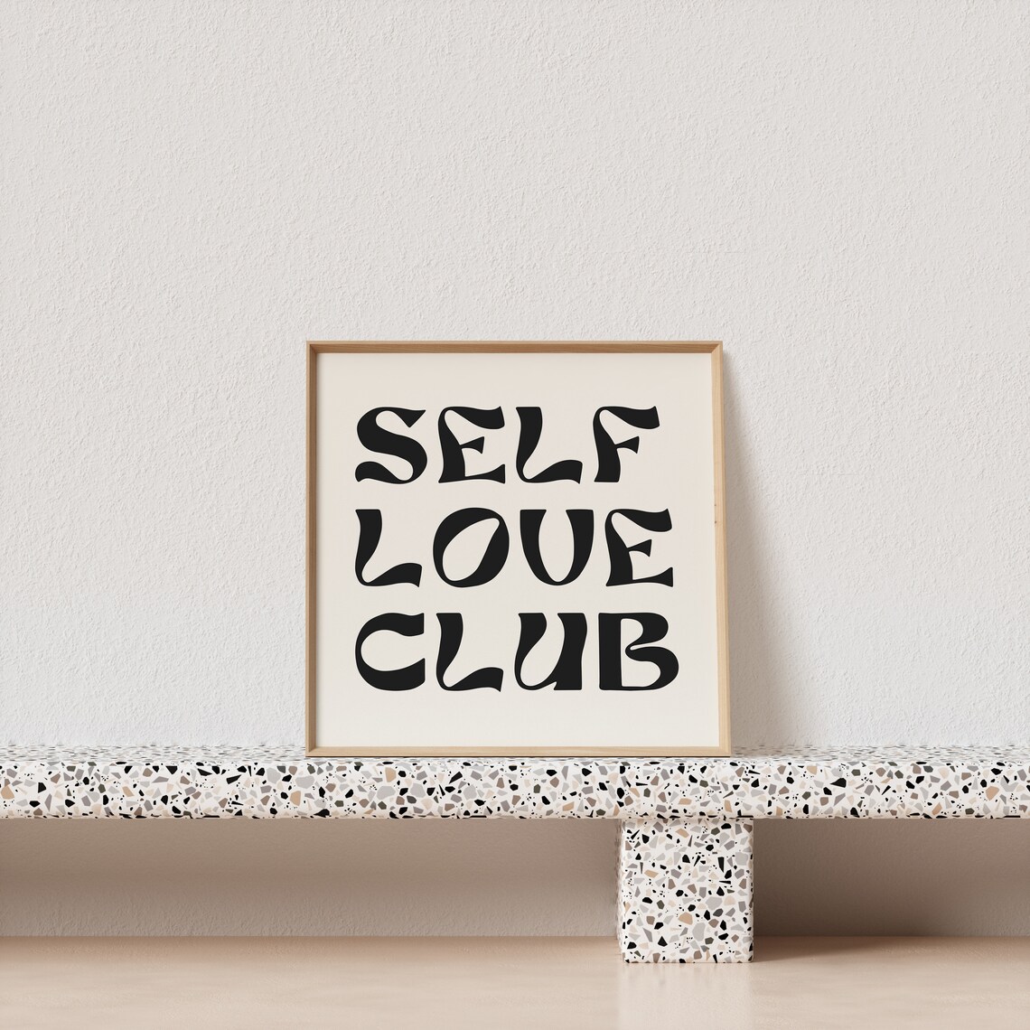 Self Love Club Retro Black Art Nouveau Typography Cream Poster - Image 3