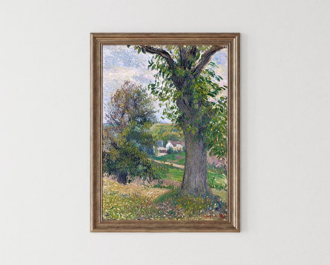 Chestnut Tree Village Path Impressionist Landscape Painting Poster - Image 2
