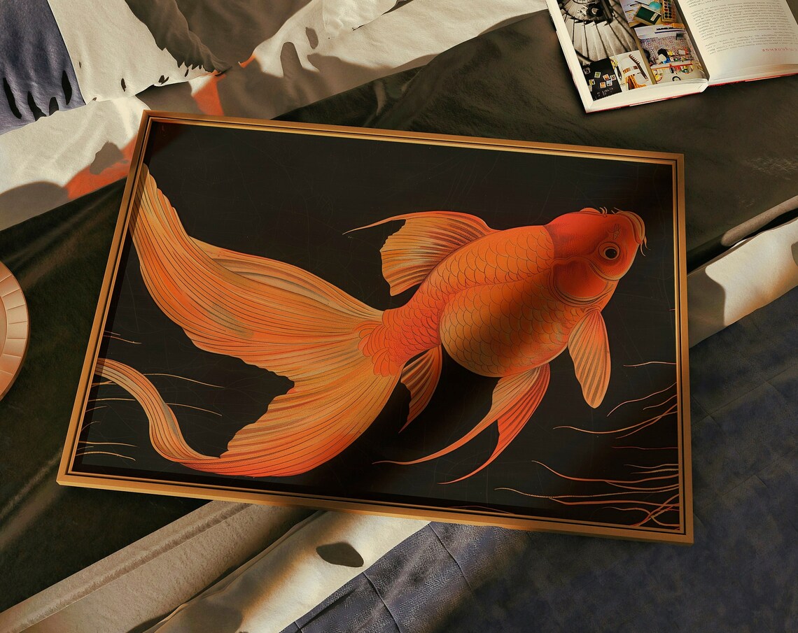 Goldfish Poster, Dark Academia Illustration