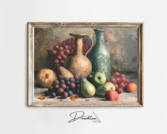 Still Life Fruit Wall Art Still Life Fruit Painting Food Artwork Kitchen Print Fruit Art Fruit Poster Colorful Fruit Art