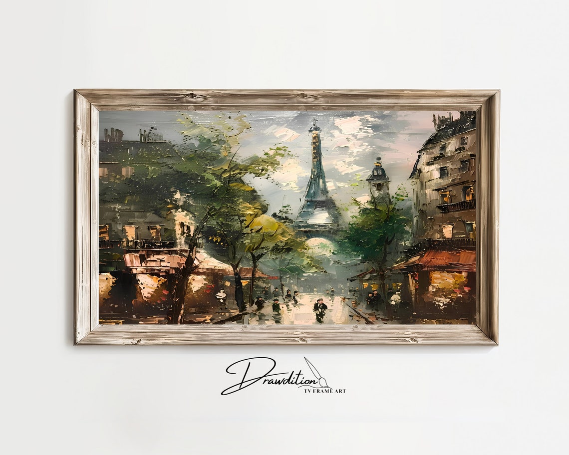 Eiffel Tower Paris Boulevard Cafés Autumn Impressionist Cityscape Art