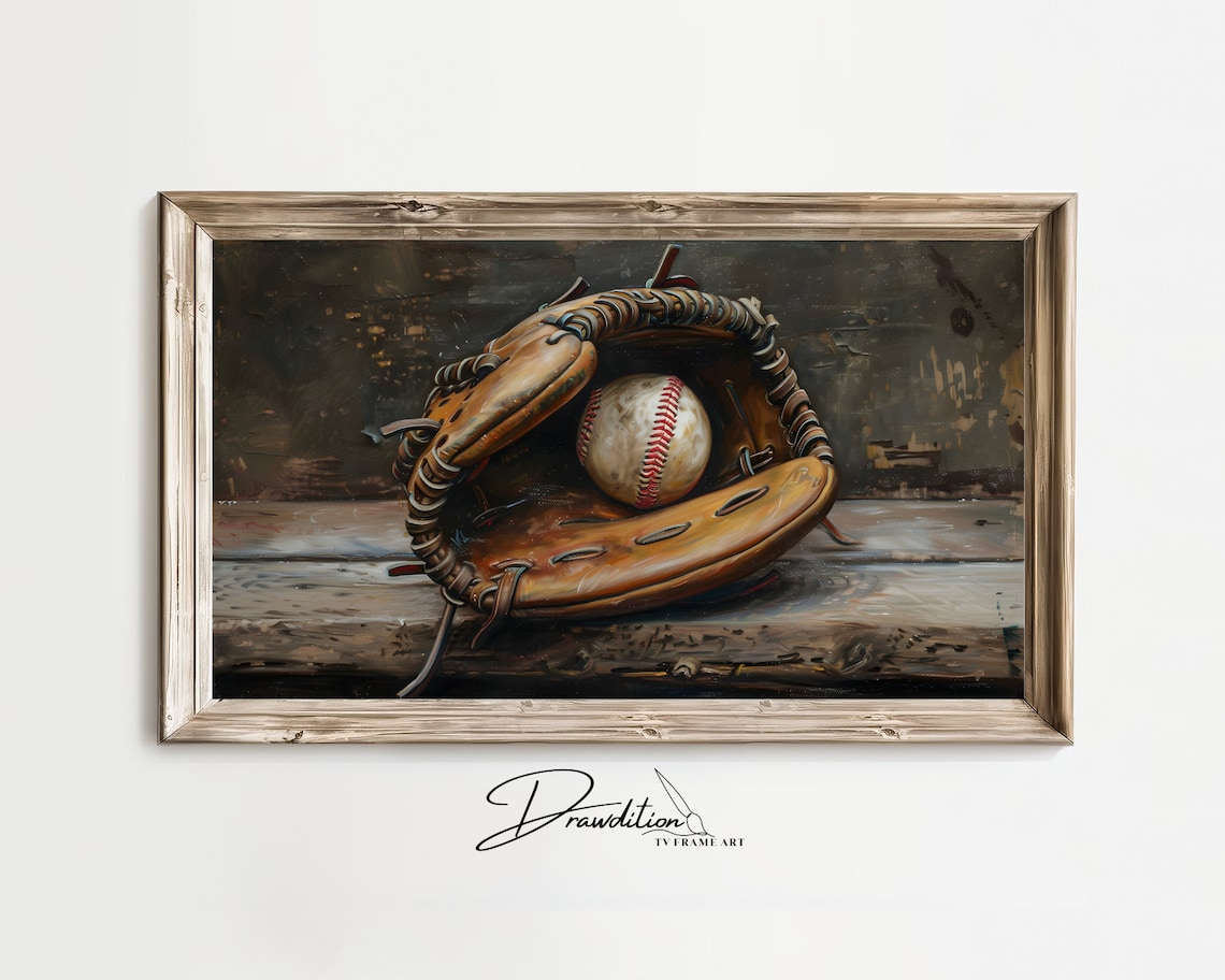 Baseball Mitt Art Print, Baseball Player Theme