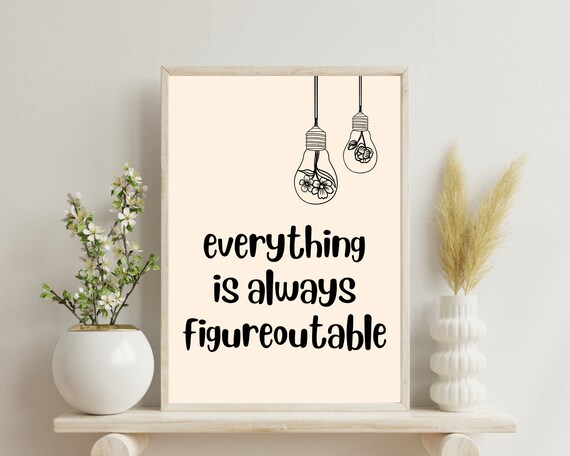 Everything Is Always Figureoutable Quote Print Inspirational Wall Art Poster