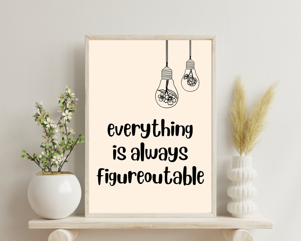 Everything Is Always Figureoutable Quote Print Inspirational Wall Art Poster