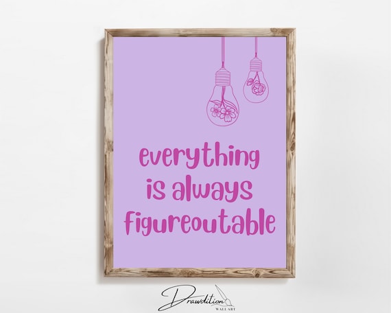 Everything Is Always Figureoutable Quote Lavender Floral Decor Poster
