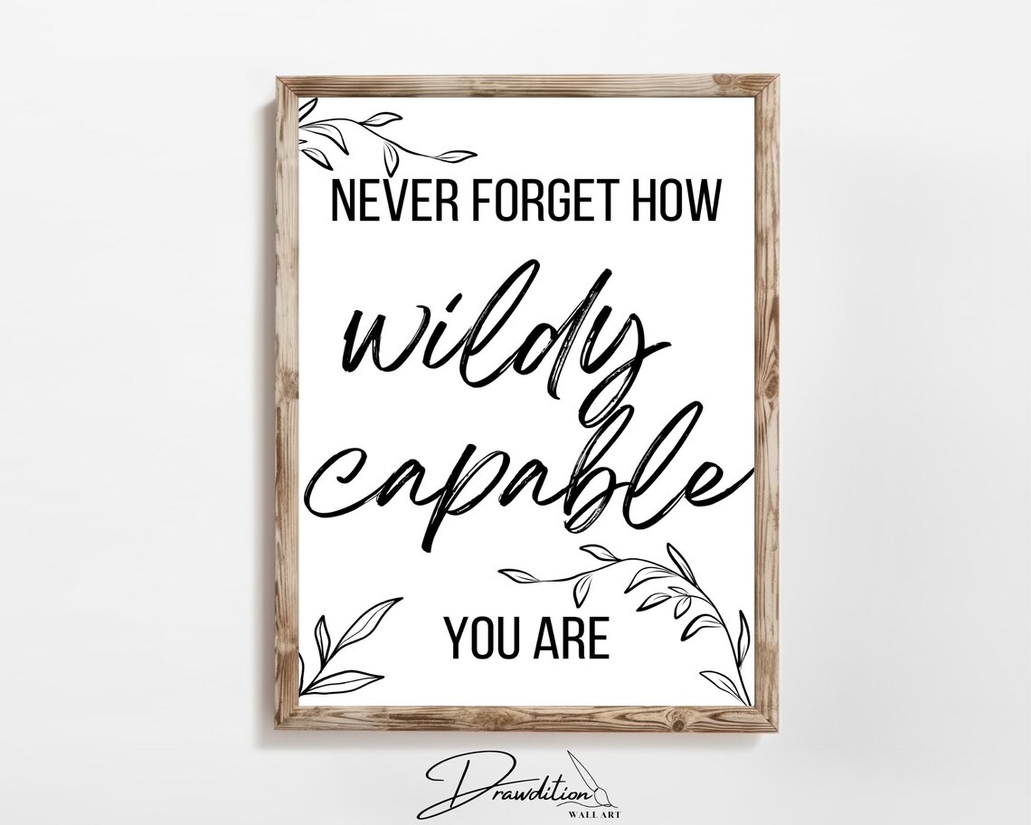 Never Forget How Wildly Capable You Are Wall Art Inspirational Quote Mindful Affirmation Positive Poster Gift