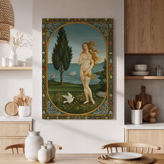 Classical Venus Goddess Painting With Doves By The Sea Art Poster