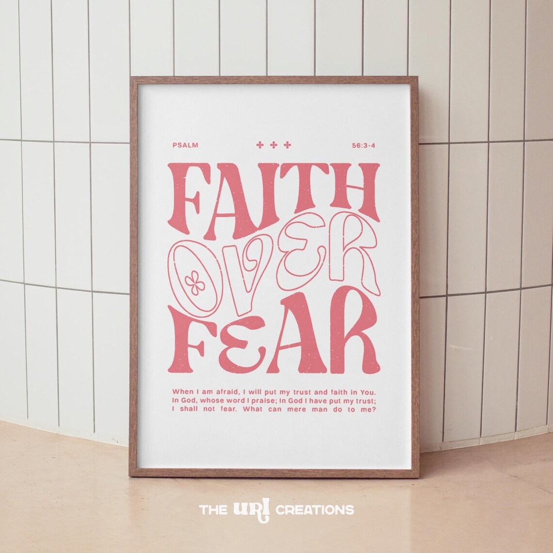 Faith Over Fear Retro Bold Pink Typography Psalm 56 Verse Poster