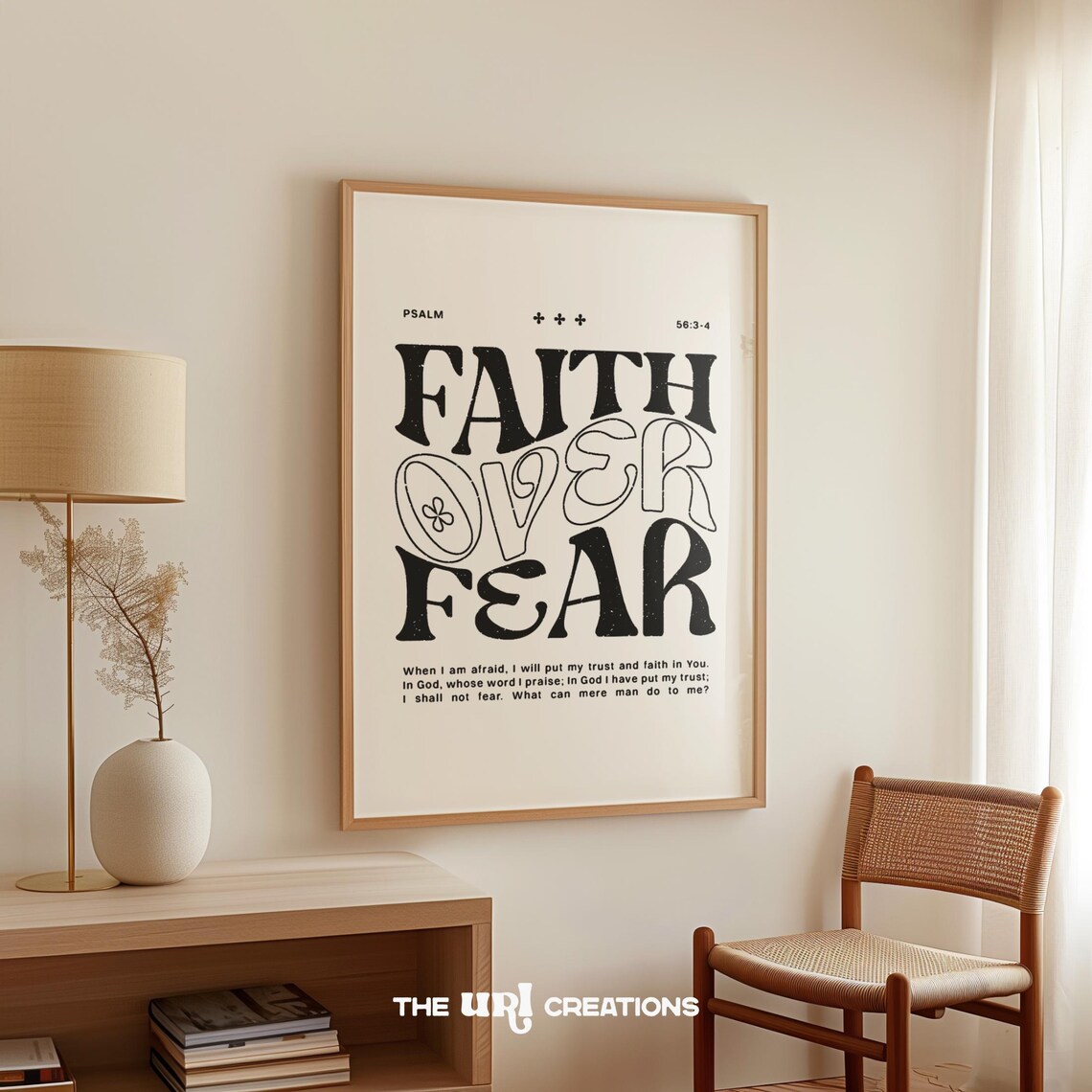 Faith Over Fear Christian Minimalist Scripture Art Print - Image 3
