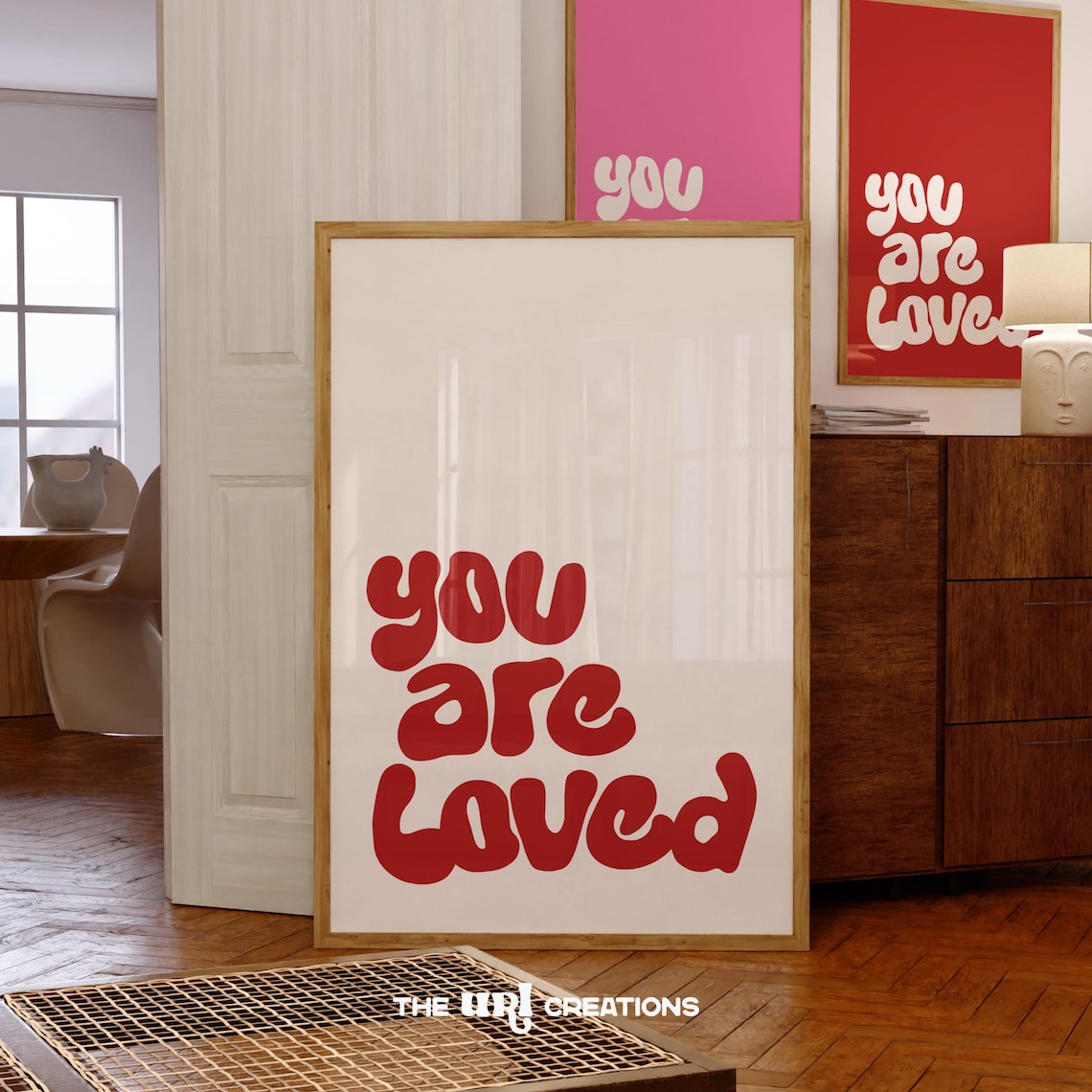 You Are Loved Red Bubble Letter Motivational Affirmation Poster