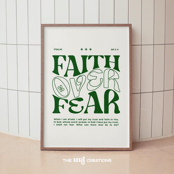 Faith Over Fear Retro Christian Scripture Art Print