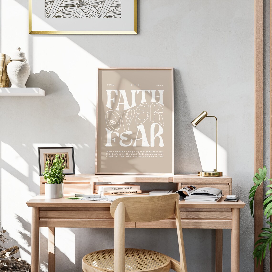Faith Over Fear Christian Minimalist Bible Verse Poster - Image 4