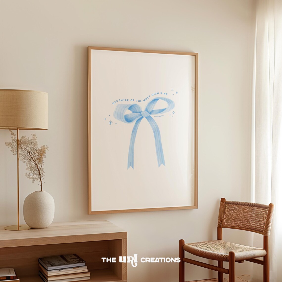 Modern Christian Blue Bow Bible Verse Art Print - Image 4