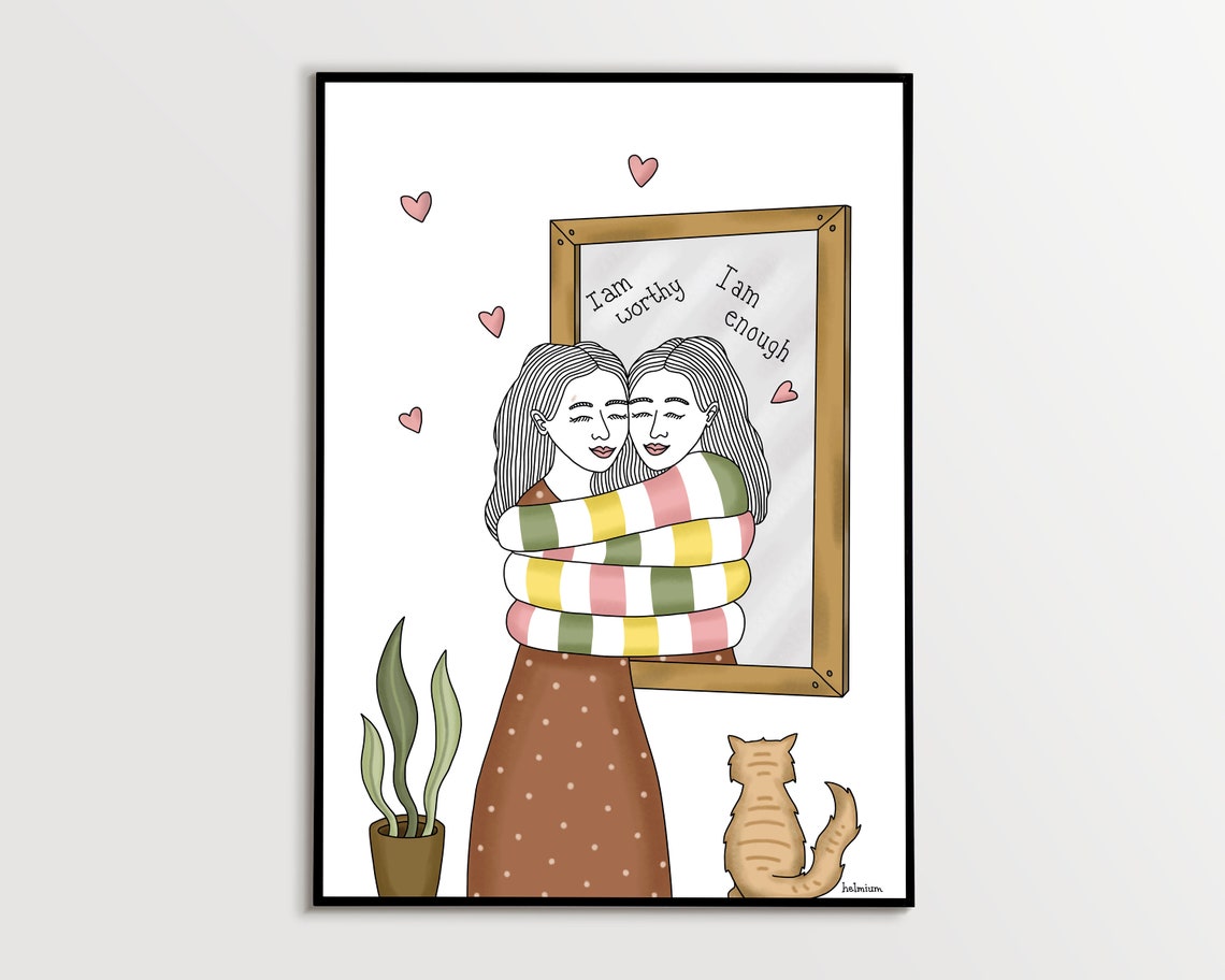 I Am Worthy I Am Enough Mirror Daily Self Love Affirmation Poster