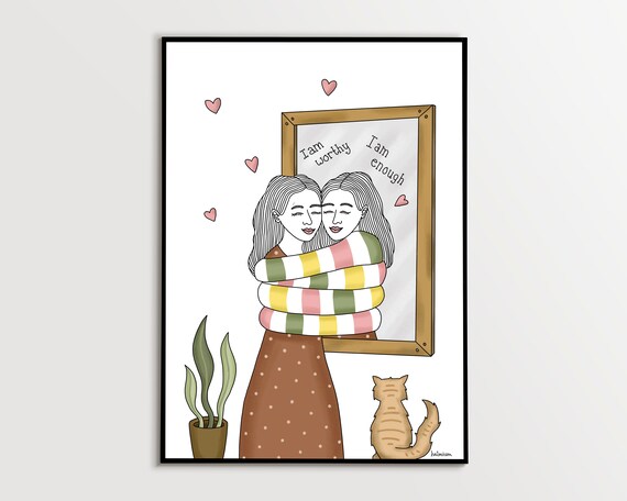 I Am Worthy I Am Enough Mirror Daily Self Love Affirmation Poster