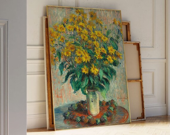 Claude Monet Print Claude Monet Poster Jerusalem Artichoke Flowers 1880 Vintage Print Museum Poster