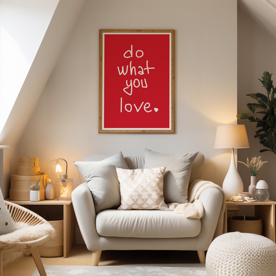 Do What You Love Hand Lettered Bold Red Minimalist Quote Poster - Image 5