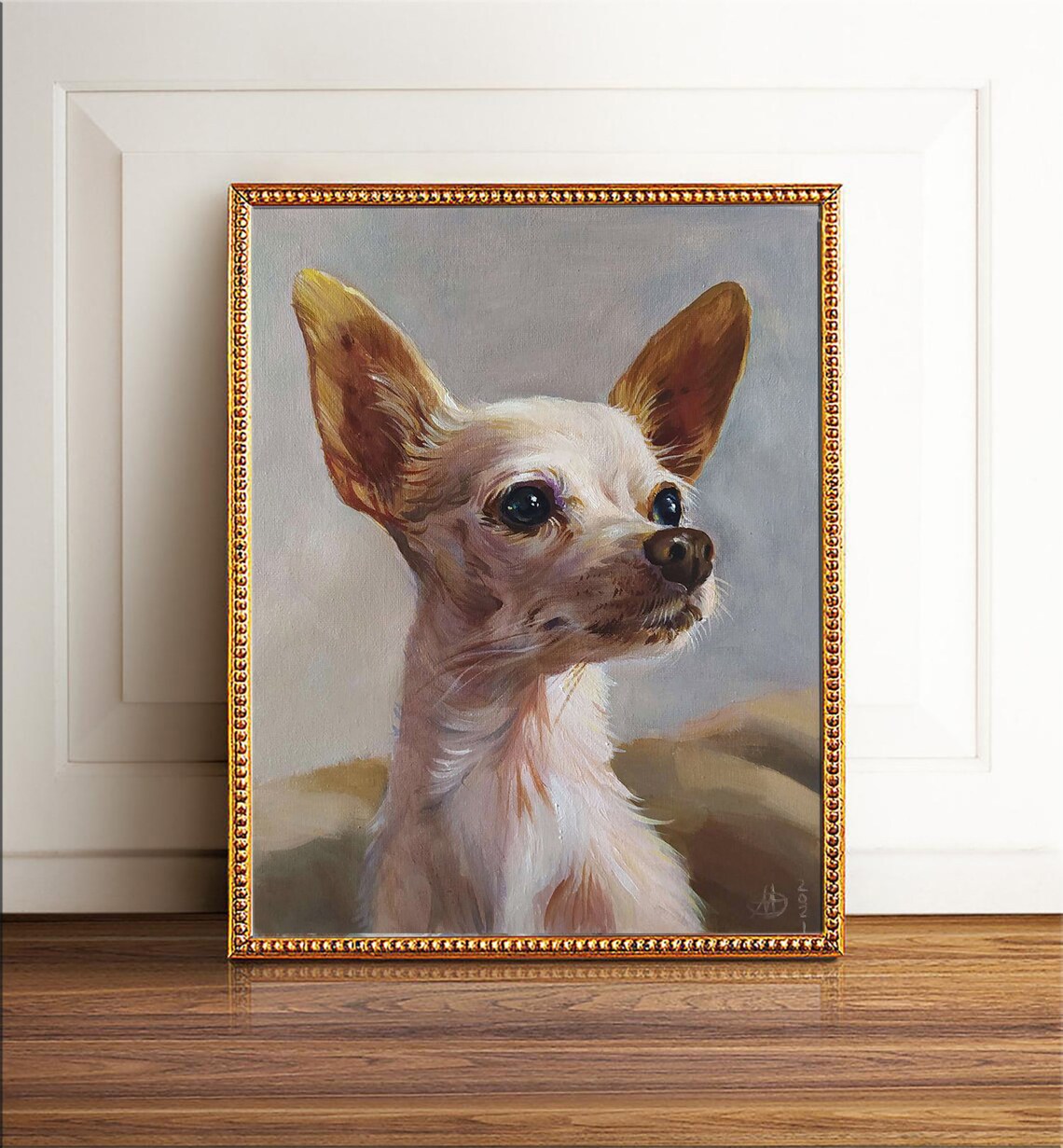 Custom Dog Pet Portrait, Oil Painting Art Print