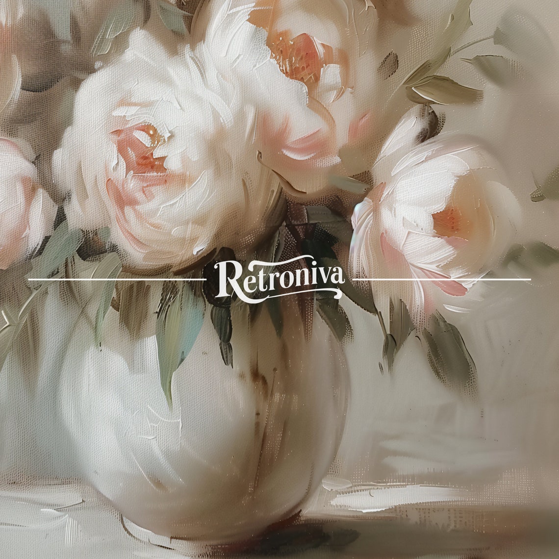 Soft White Peonies In A White Vase Impressionist Floral Poster - Image 7