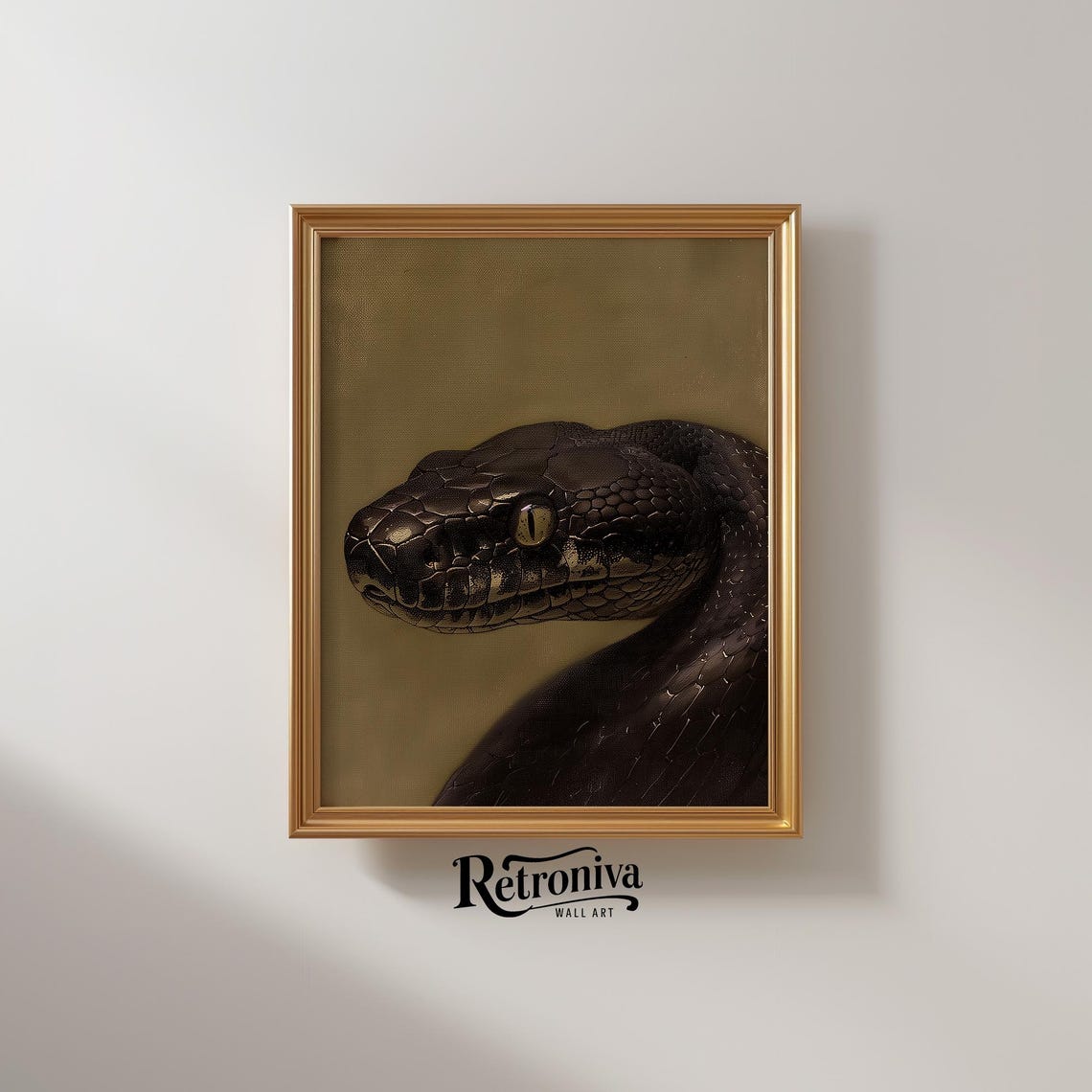 Vintage Snake Portrait Oil Painting Antique Animal Minimalist Art Prints Moody Snake Animal Wall Art Retroniva Art Anm 012 - Image 2