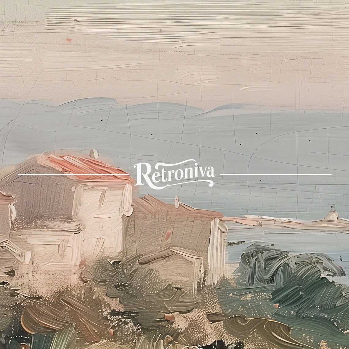 Coastal Village Hill Vintage Mediterranean Seascape Painting Poster - Image 7