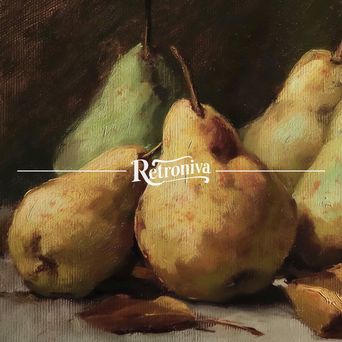 Pears Still Life Vintage Oil Painting Dark Moody Fruit Art Print - Image 7
