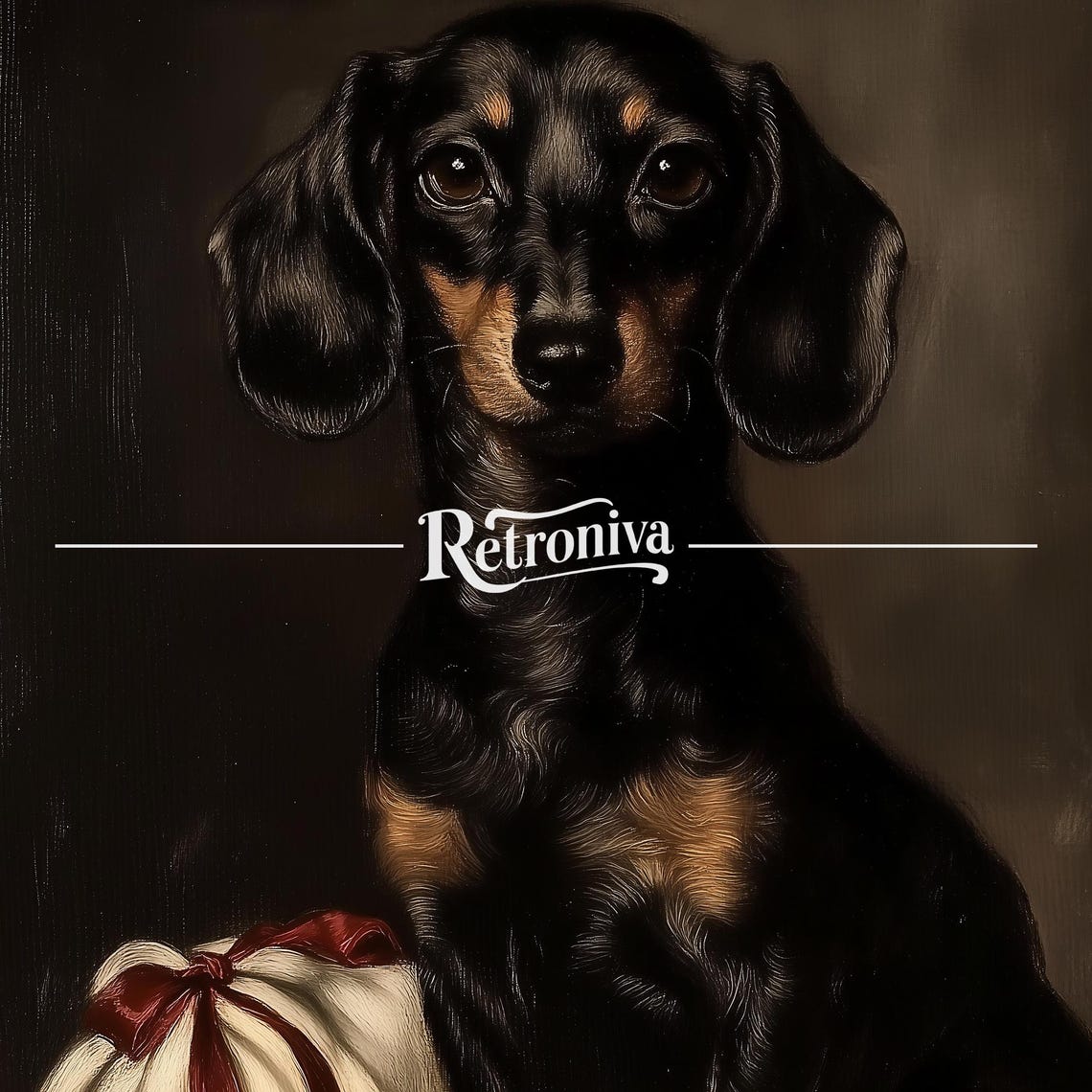 Dachshund Dog Portait And Christmas Gift Bag Vintage Animal Wall Art Animal Oil Painting Christmas Decor Retroniva Art Anm 026 - Image 7