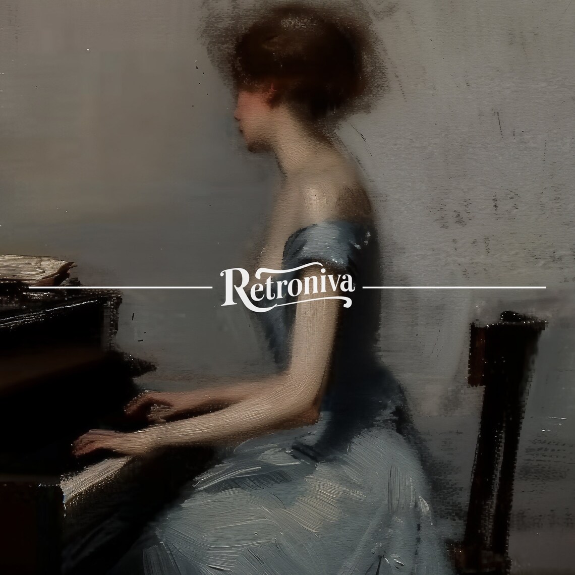 Antique Piano Playing Woman Portrait Art Print - Image 6