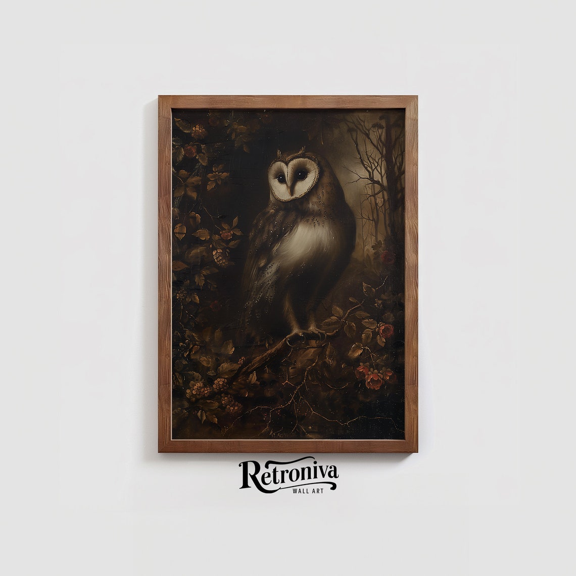 Antique Owl Portrait Oil Painting Dark Academia Amimal Print Vintage Bird Painting Moody Wall Art Retroniva Art Anm 005 - Image 3