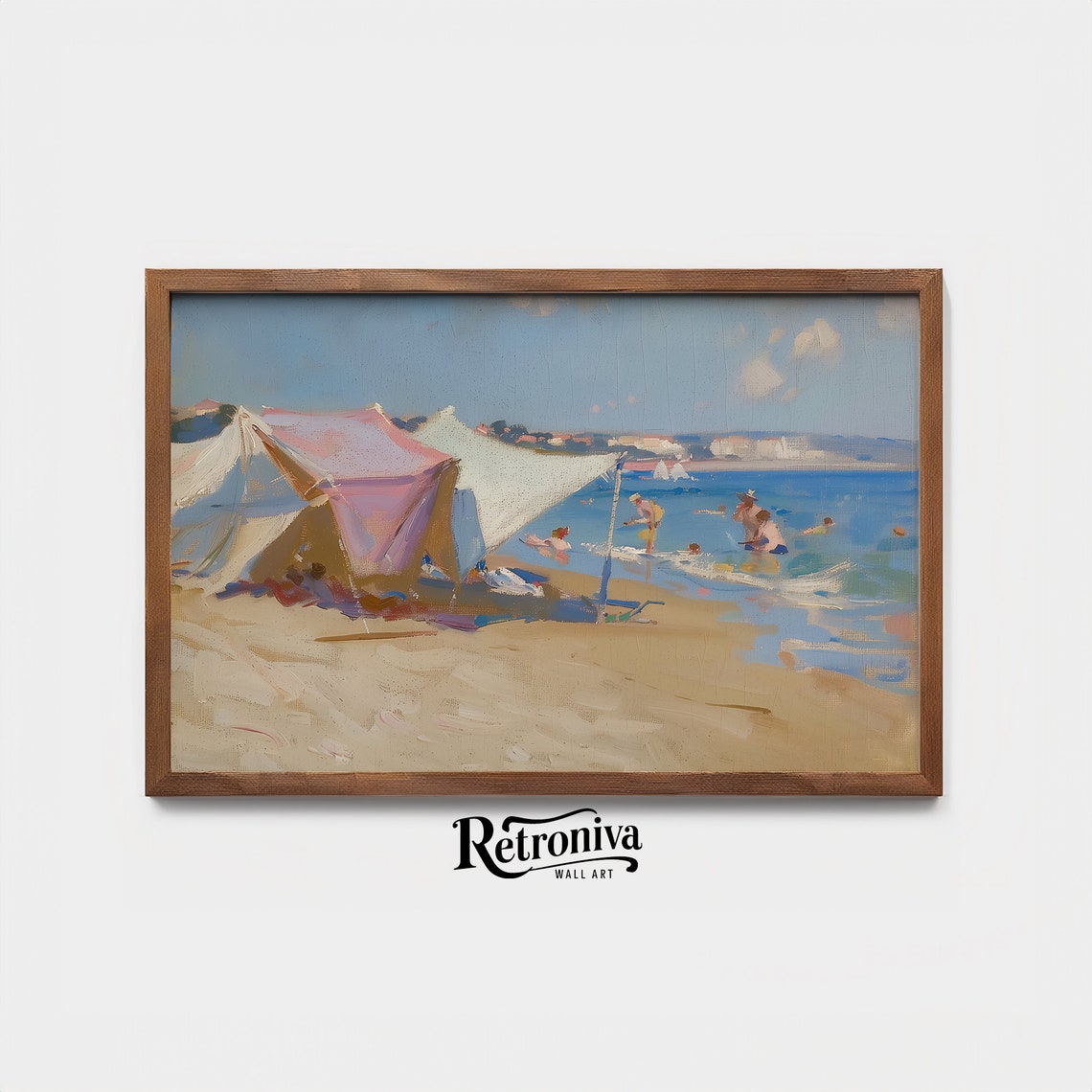 Impressionist Summer Beach Day With Bathers And Sail Tent Poster - Image 4
