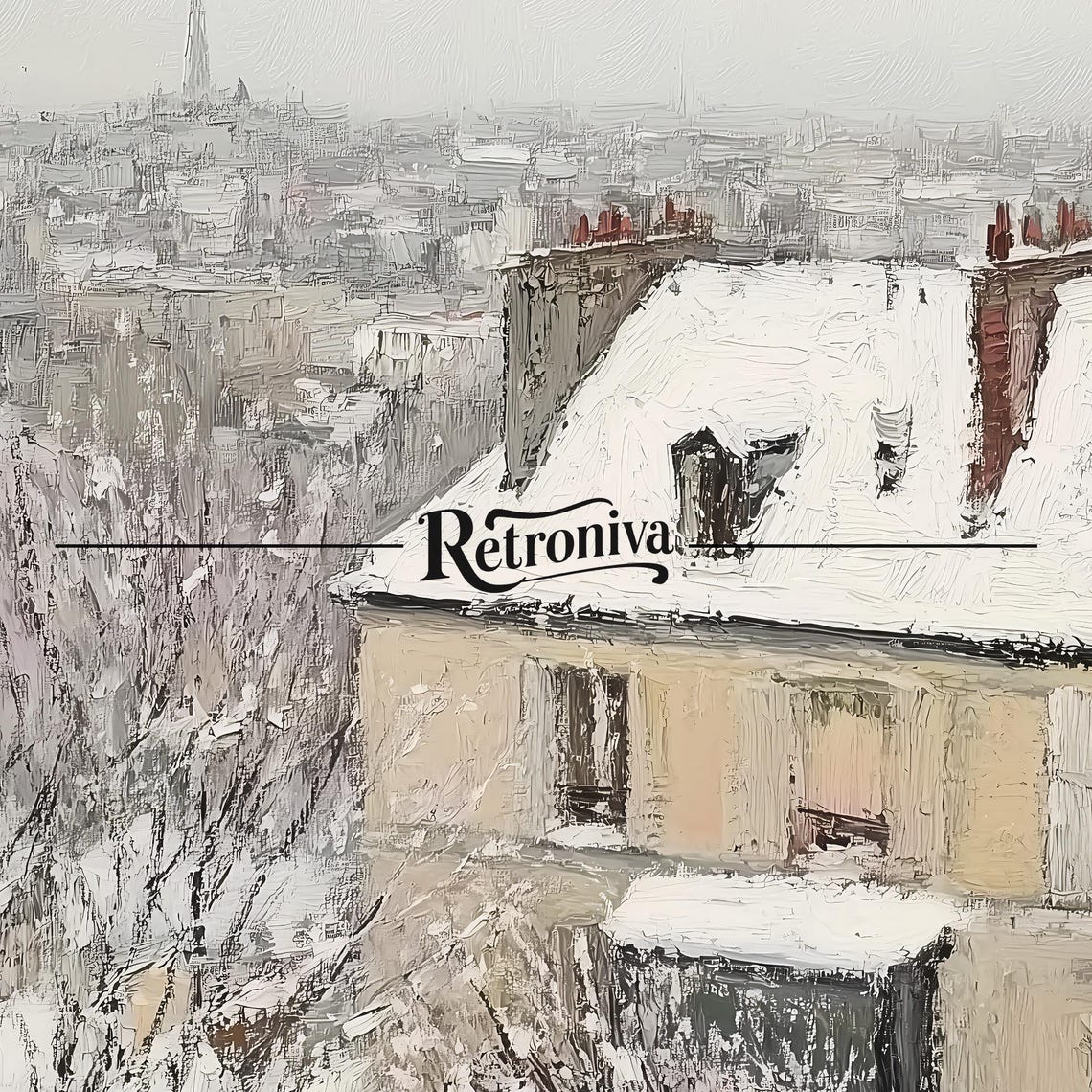Antique Village Cityscape Vintage Winter Oil Painting Rustic Christmas Art Print Farmhouse Wall Decor Retroniva Art Wnt 023 - Image 7