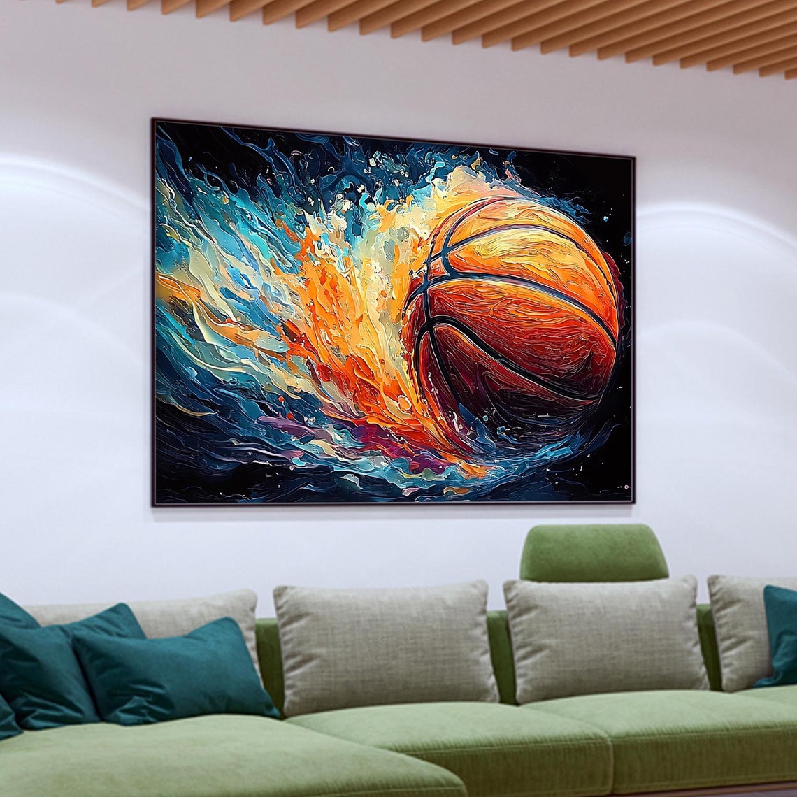 Abstract Basketball Sports Oil Painting On Original Large Textured Wall Art Teenage Athlete Gifts Modern Custom Room Wall Decor