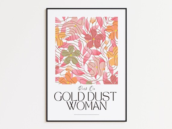 Fleetwood Mac Gold Dust Woman Rock On Pink Floral Lyric Poster