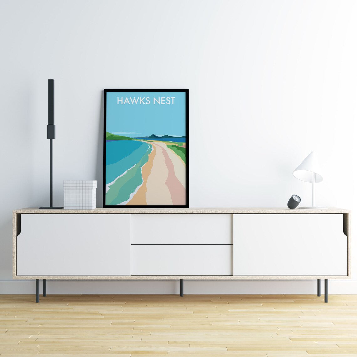 Hawks Nest Curved Beach Aerial Coast New South Wales Art Poster - Image 3