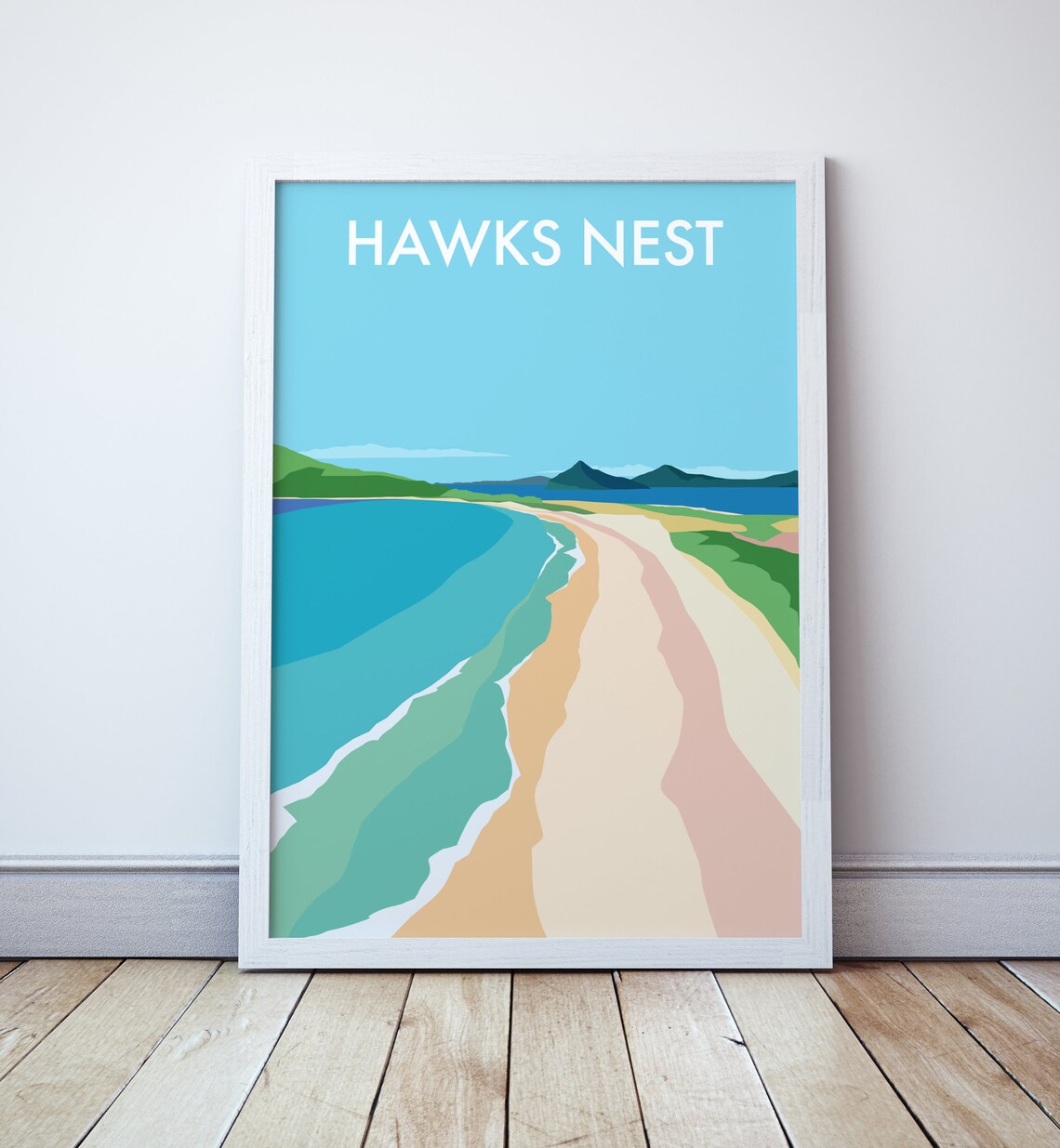 Hawks Nest Curved Beach Aerial Coast New South Wales Art Poster