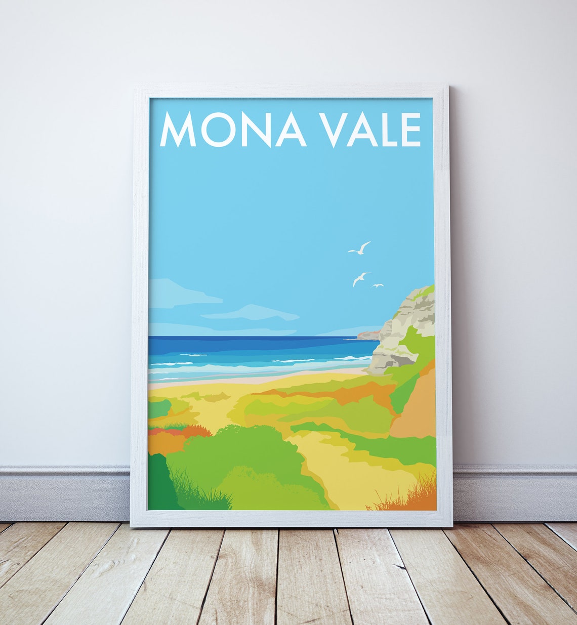 Mona Vale Beach Sydney Coast Dunes and Cliffs Seaside Travel Poster