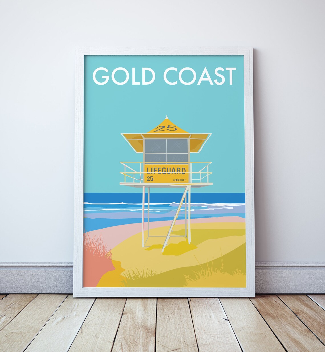 Gold Coast Beach Lifeguard Vintage Travel Poster