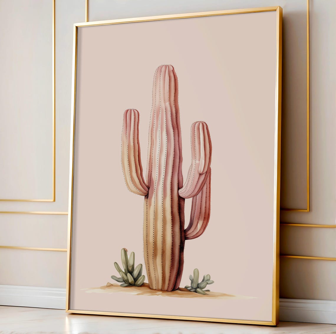 Pink Saguaro Cactus Watercolor Botanical Desert Plant Poster - Image 2