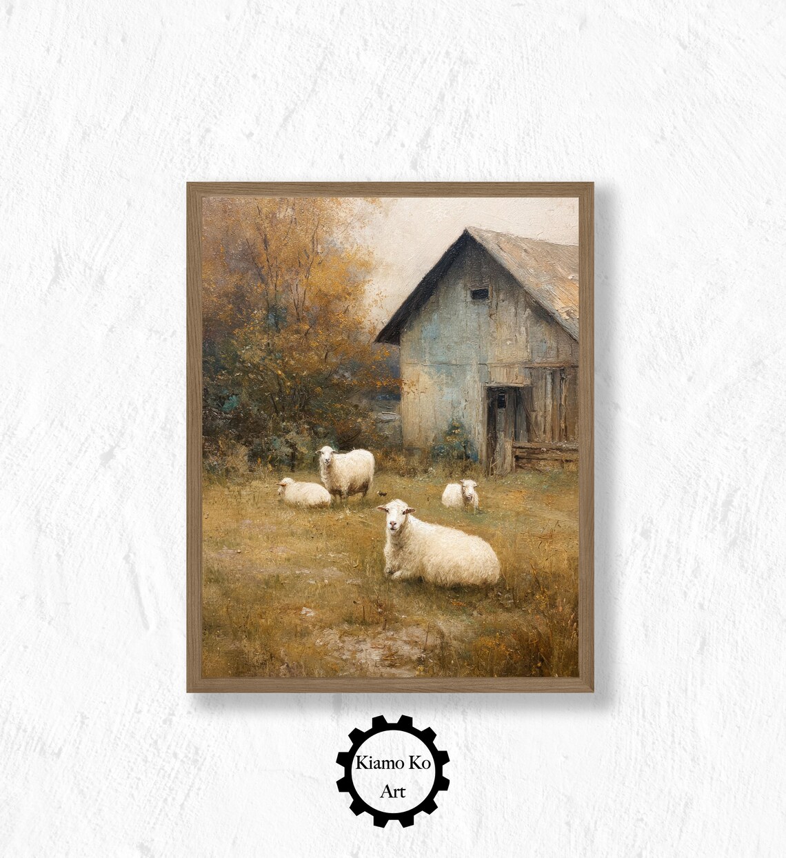 Rustic Sheep In Field Vintage Farmhouse Art Print